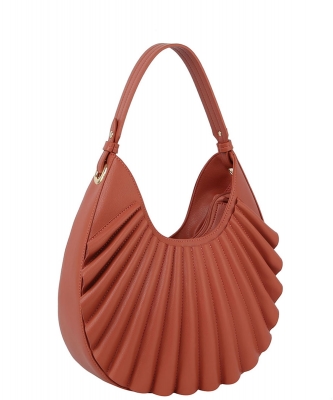 Ruffle Fashion Hobo Handbag D-0636 SADDLE
